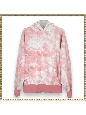 Old Navy Peach Pink White Tie Dye Pullover Hoodie Large